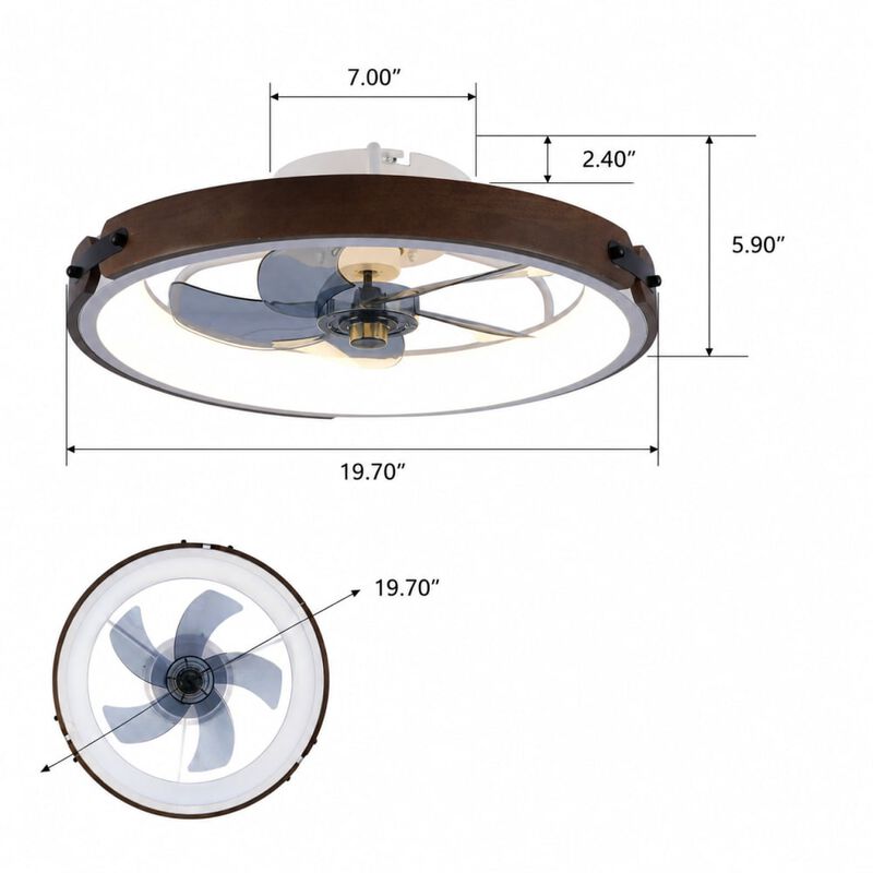 ELEMENT ACE 20 Inch Flush Mount Ceiling Fan with LED Light Kit, Remote Control, 6 Adjustable Speeds Quiet DC Motor Dimmable for Bedroom Living Room Kitchen image number 0