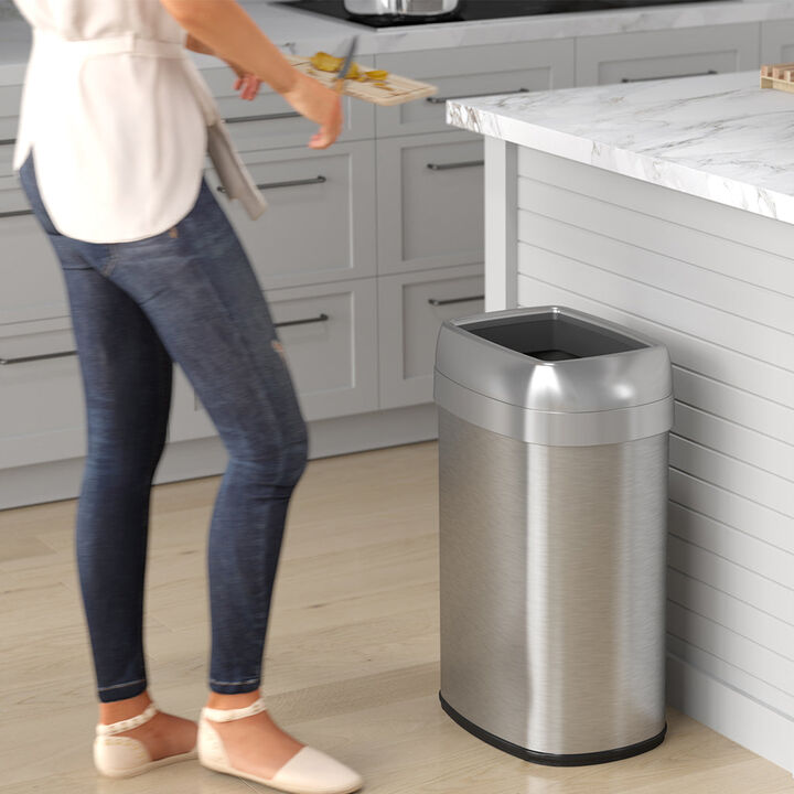 iTouchless 13 Gallon Elliptical Open Top Trash Can