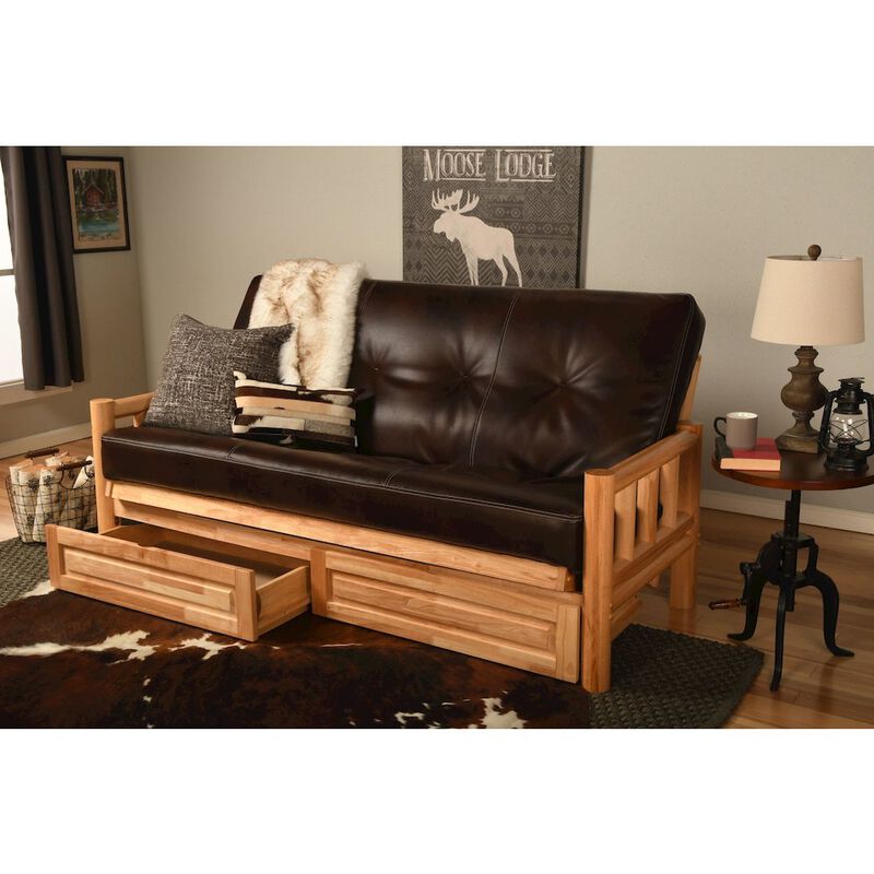 Lodge Frame-Natural Finish-Oregon Trail Java Mattress-Storage Drawers image number 1