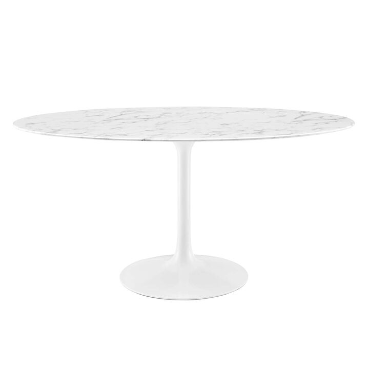 Modway - Lippa 60" Oval Artificial Marble Dining Table White