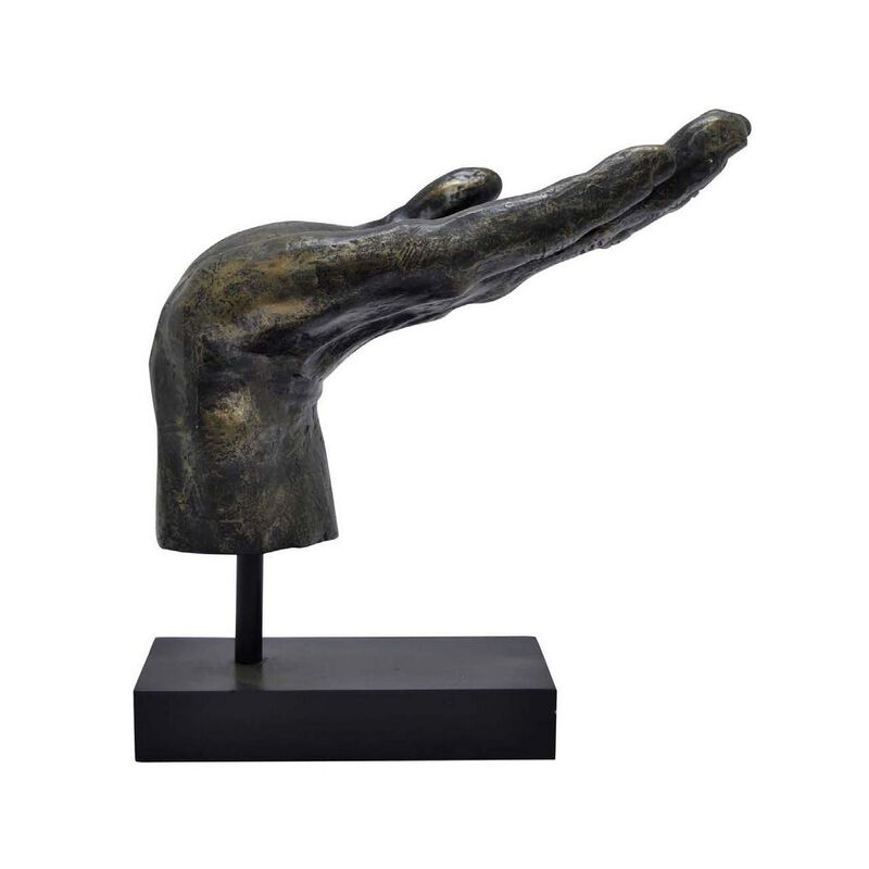 Lizzy Tabletop Decorative Hand Sculpture, Black, Bronze Resin 14 Inch - Benzara