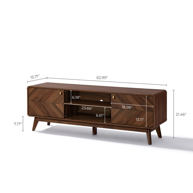63" Centro Wood TV Console with Tapered Legs image number 5