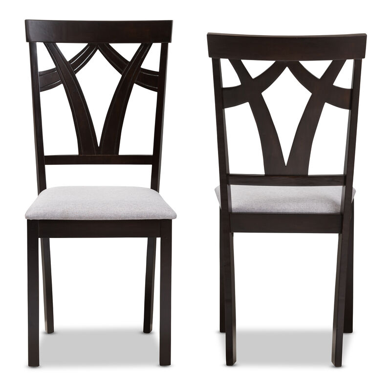 Baxton Studio Sylvia Modern Grey Fabric Upholstered Dining Chairs Set of 2