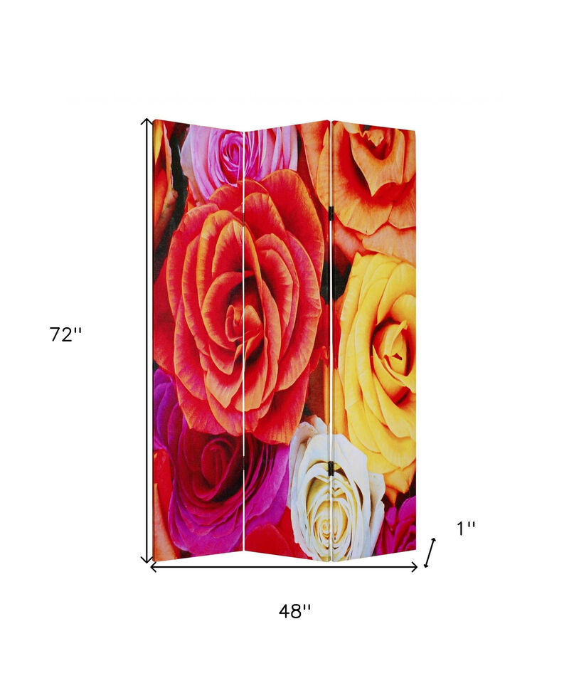 HomeRoots 72" Red Canvas Folding Three Panel Screen Room Divider image number 3