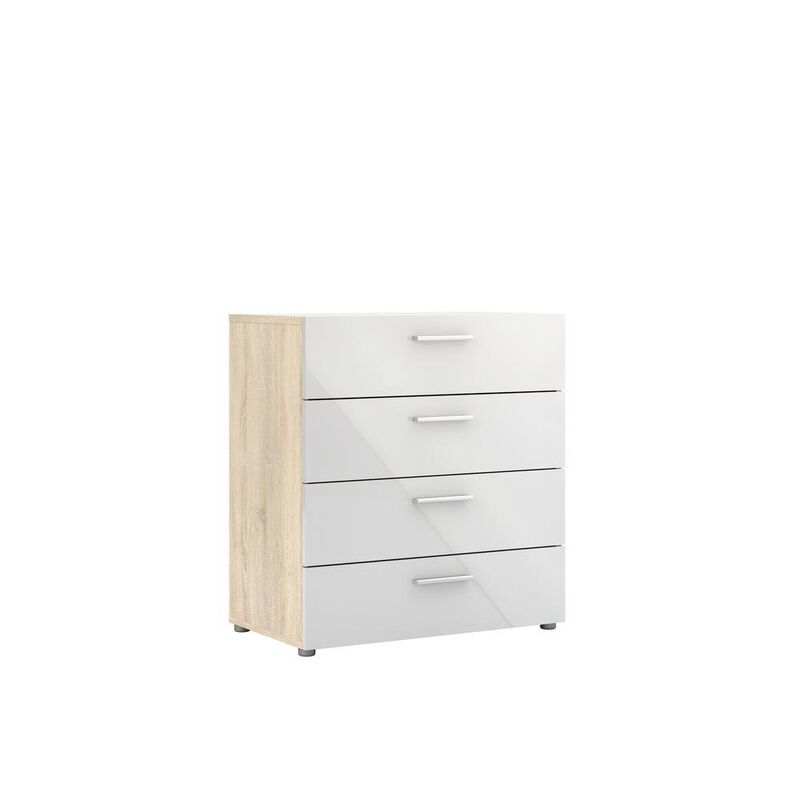 FurniFact White Wooden Dresser - 4 Drawer Bedroom Furniture for Storage and Organization