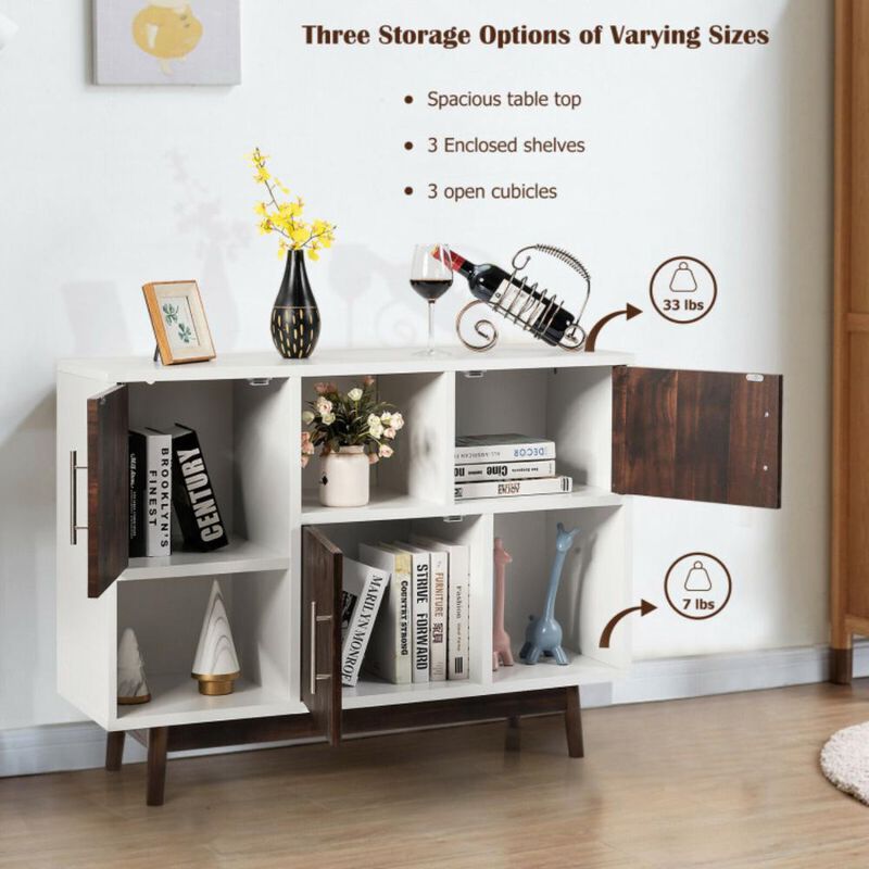 Hivvago Wood Display Sideboard Storage Cabinet with Storage Compartments