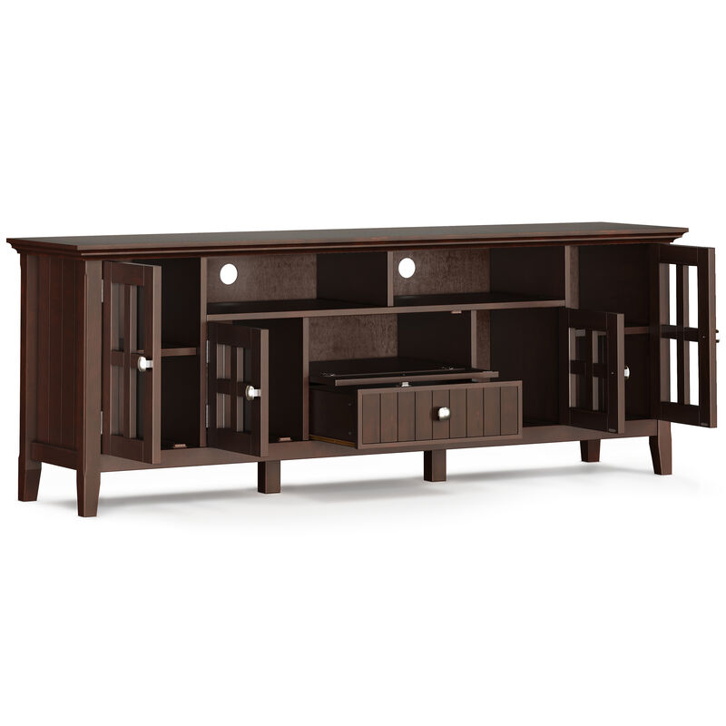 Acadian SOLID WOOD 72 inch Wide Transitional TV Media Stand in Brunette Brown For TVs up to 80 inches