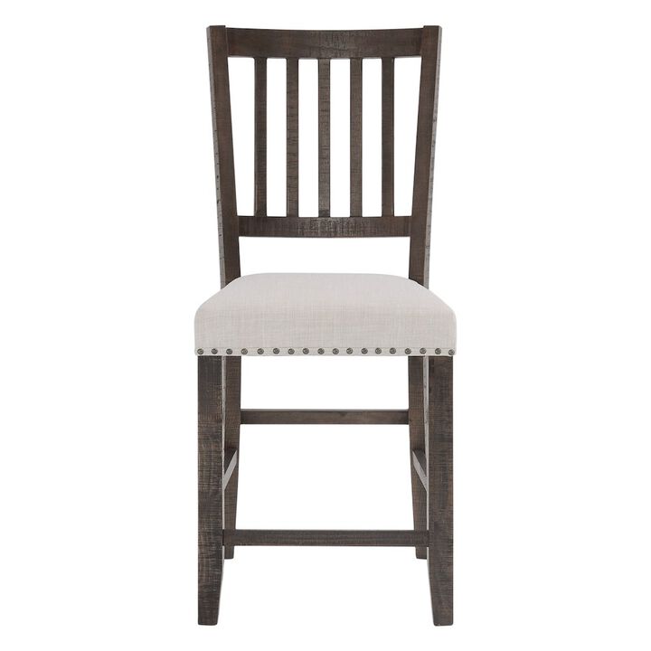 Jofran Willow Creek Distressed Slatback Upholstered Counter Stool (Set of 2)