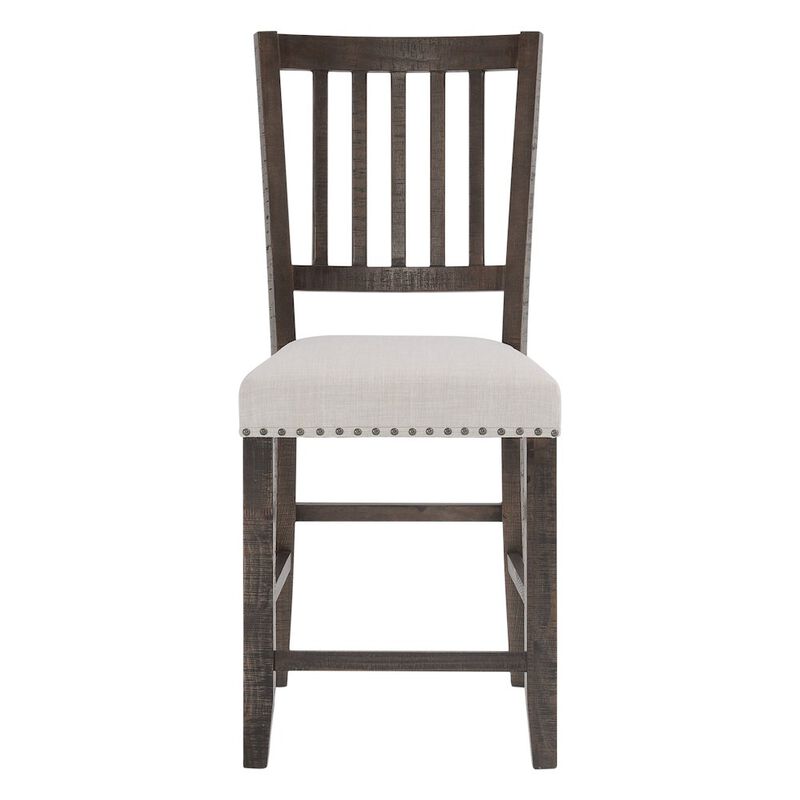 Jofran Willow Creek Distressed Slatback Upholstered Counter Stool (Set of 2)