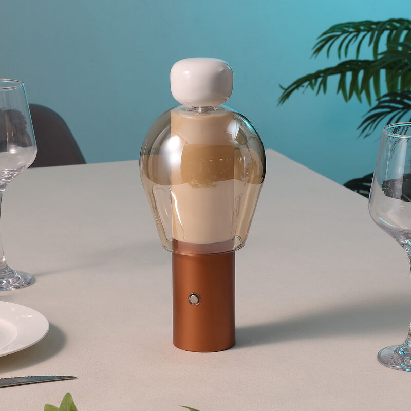 Evonne 10.75" Modern Glam Candle-Style Rechargeable/Cordless Dimmable Integrated LED Table Lamp with Touch Sensor