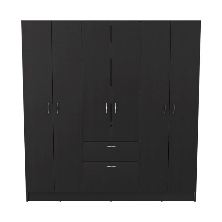 Six Doors Armoire Maya, Bedroom, Black / White