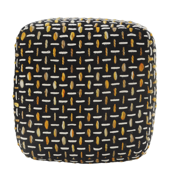 Durable Fabric Geometric Pouf Ottoman – Accent Floor Cushion for Living Room