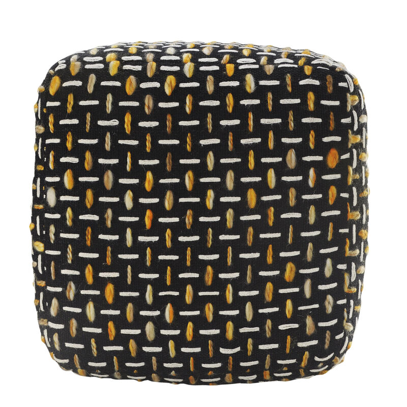 Durable Fabric Geometric Pouf Ottoman – Accent Floor Cushion for Living Room