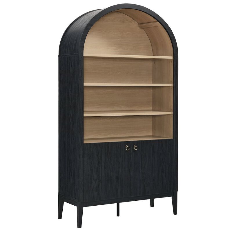 Nolan 74" Tall Wide Arched Storage Display Cabinet Bookshelf image number 0