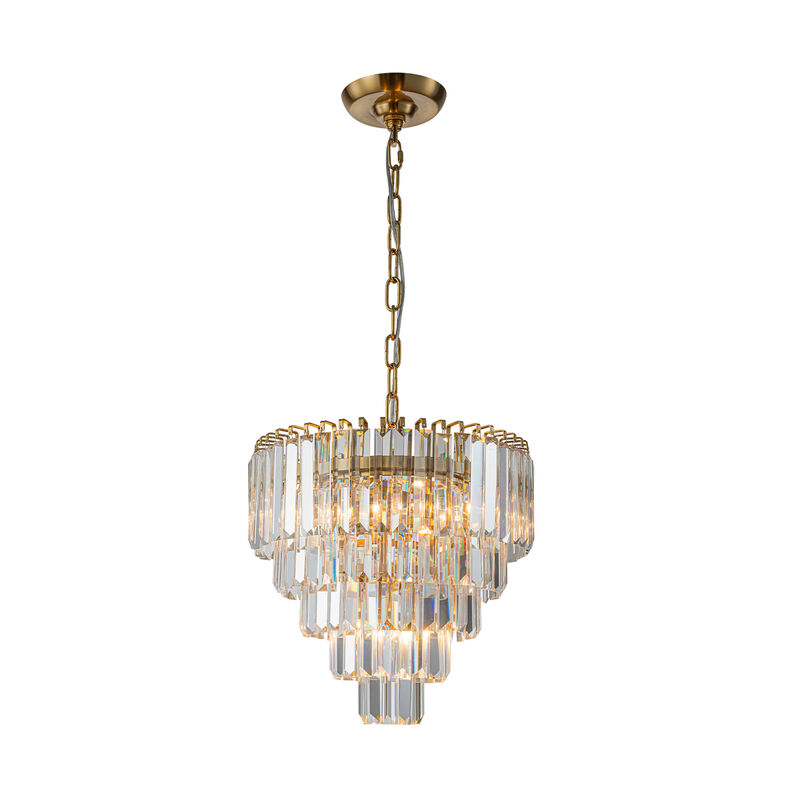 Modern Crystal Chandelier 14'' Warm Brass for Dining Room and Entryway image number 0