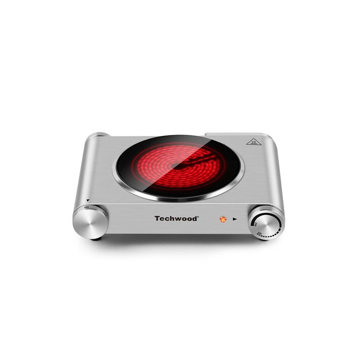 Techwood Single Burner for Cooking, 1200W Portable Infrared Ceramic Electric Stove with Adjustable Temperature, 7.1&rdquo; Cooktop for Home/RV/Camp