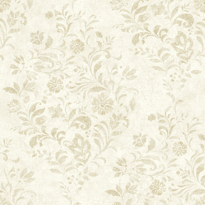 Isidore Wheat Scroll Wallpaper