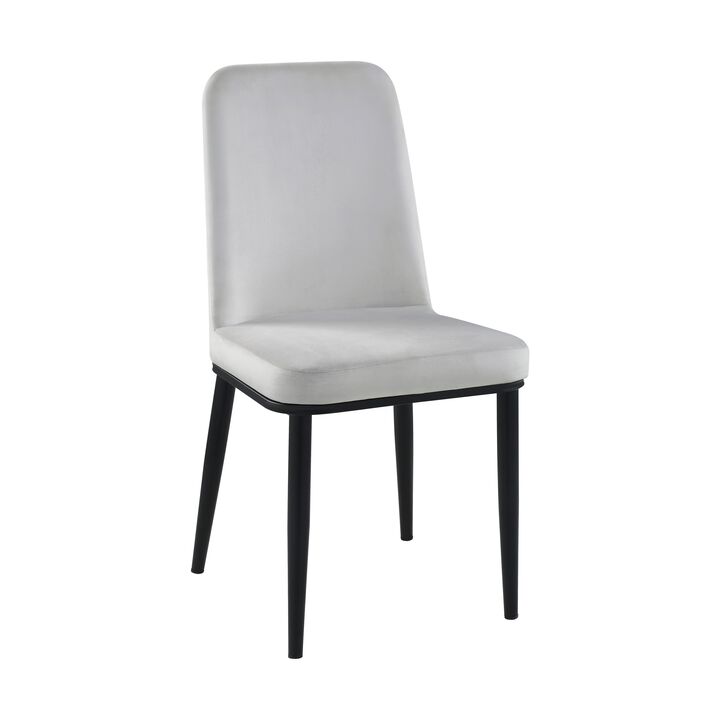 Lane 23 Inch Side Dining Chair, Gray Velvet, Armless, Black Metal, Set of 2 - Benzara