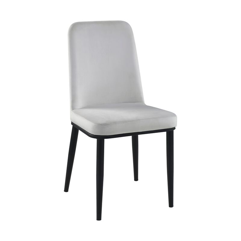 Lane 23 Inch Side Dining Chair, Gray Velvet, Armless, Black Metal, Set of 2 - Benzara image number 0