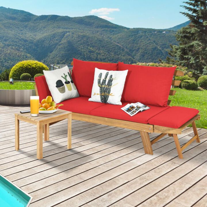 Hivvago Adjustable Patio Convertible Sofa with Thick Cushion