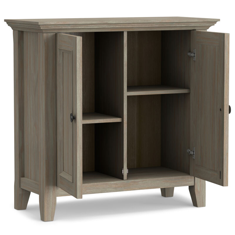 Amherst 32 inch Wide Solid Wood Transitional Low Storage Cabinet in Distressed Grey