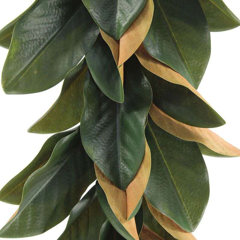 9' Faux Green Magnolia Leaf Garland image number 8