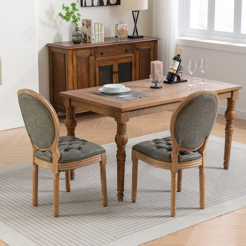 TATEUS Solid Wood PU artificial leather Dining Chair,Set of 2