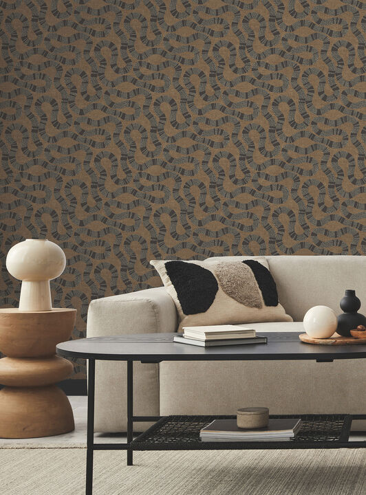 Ophidia Brown Wallpaper (Set of 2)