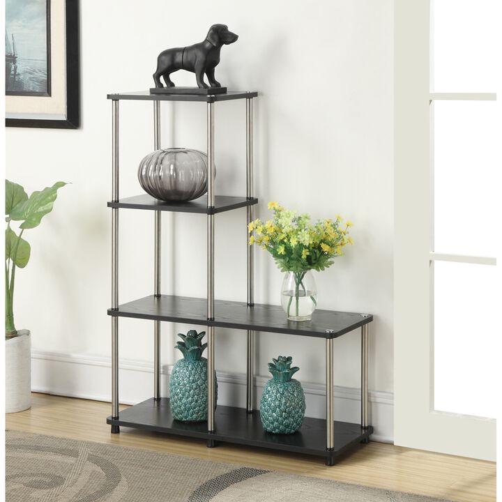 Convenience Concepts Designs2Go 4 tier Multi Shelf "L" Bookshelf, Black