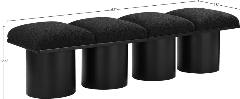 Meridian Furniture Pavilion Black Boucle Fabric Bench