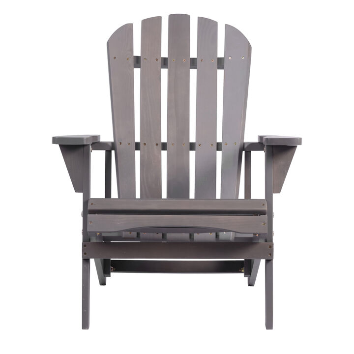 Adirondack Chair Solid Wood Outdoor Patio Furniture for Backyard, Garden, Lawn, Porch -Dark Gray