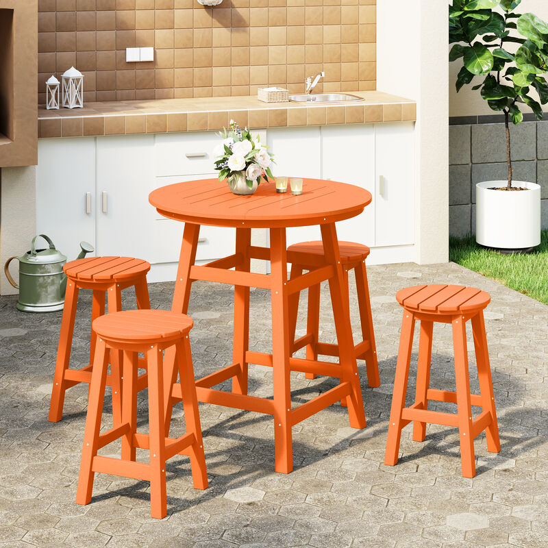 WestinTrends 5-Piece HDPE Outdoor Patio Dining Bar Bistro Table Set with Counter High Round Bar Stools