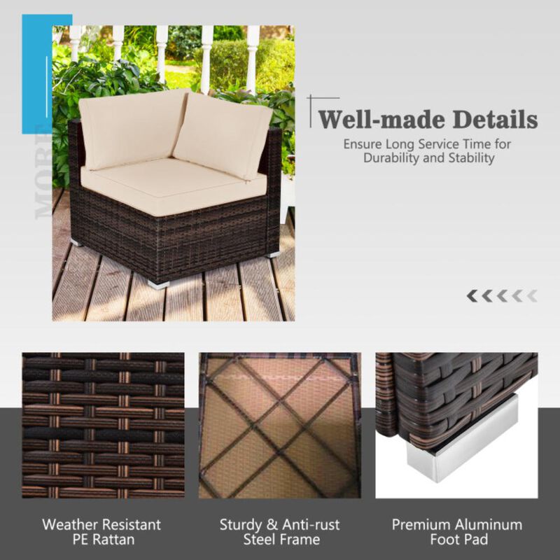 Hivvago 6 Pieces Patio Rattan Furniture Set with Cushions image number 4