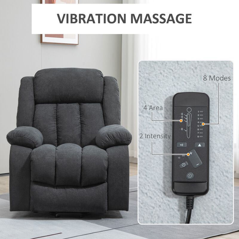 Grey Senior Comfort: Big & Tall Electric Lift Recliner with Massage