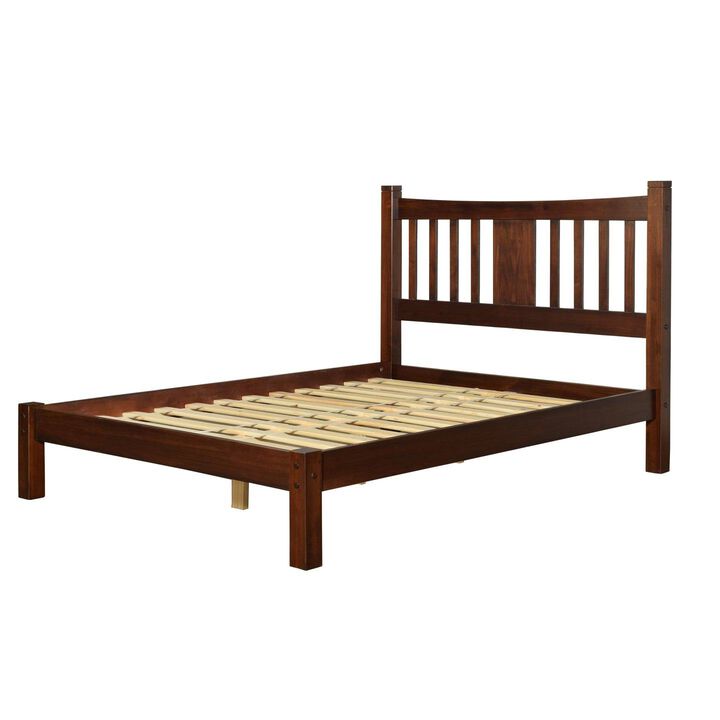 Farmhouse Style Solid Wood Platform Bed Frame with Headboard