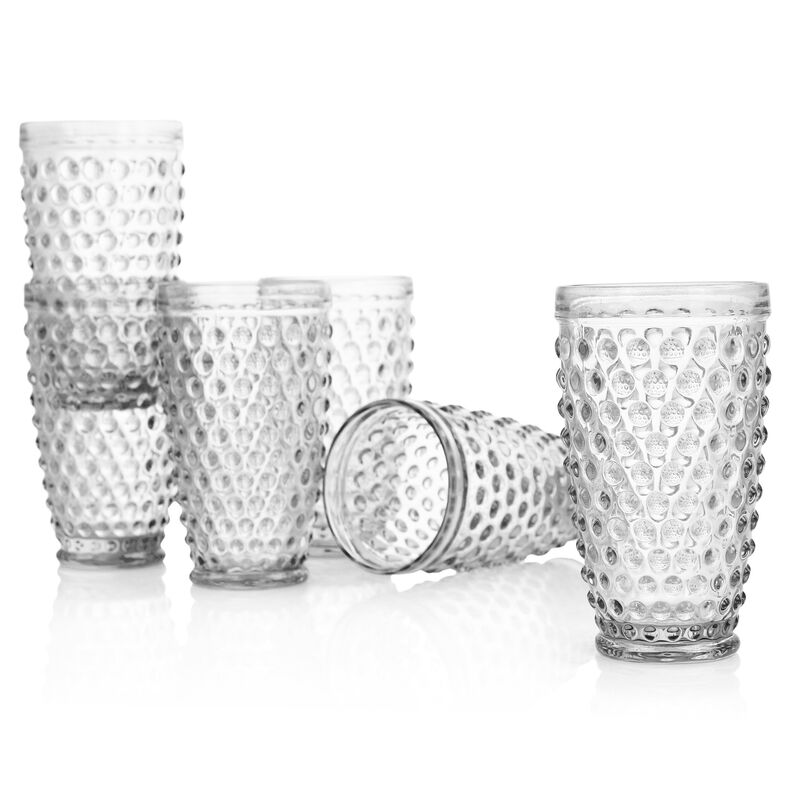 Martha Stewart 6 Piece Hobnail Handmade Glass Tumbler Set in Clear