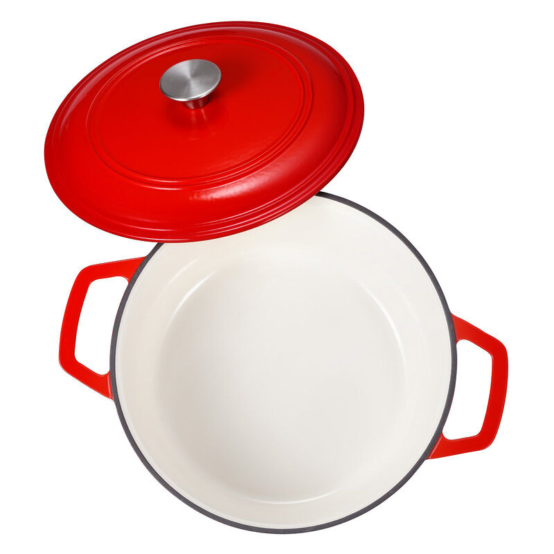 Enameled Cast Iron Dutch Oven with Lid, 6 Quart Cooking Pot for Roasting, Braising & Bread-Red image number 7