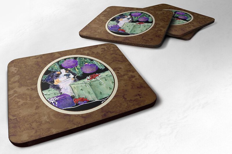 Caroline's Treasures SS8582FC Bernese Mountain Dog Foam Coasters (Set of 4), 3.5 H x 3.5 W, Multicolor
