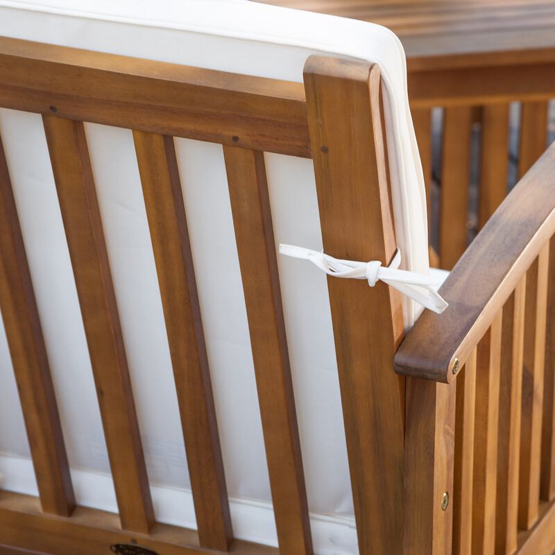 Sayan 4pc Outdoor Coffee Table Set, Loveseat, 2 Chairs, Beige, Brown - Benzara