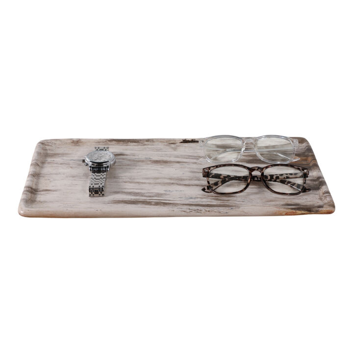 16x8" Petrified Wood Tray, Ivory