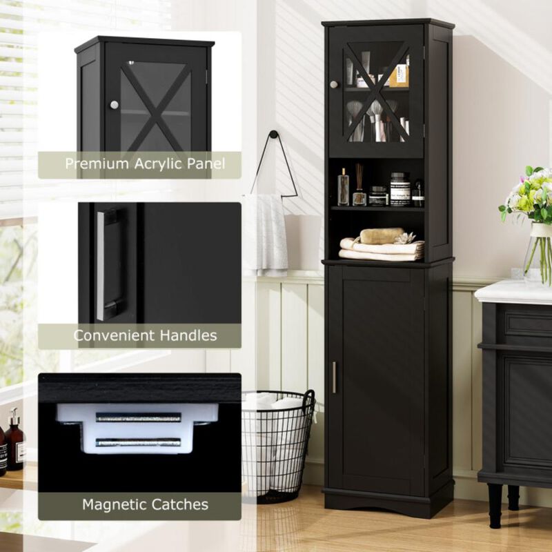 Hivvago Tall Bathroom Cabinet Freestanding Storage Cabinet with 5 Adjustable Shelves