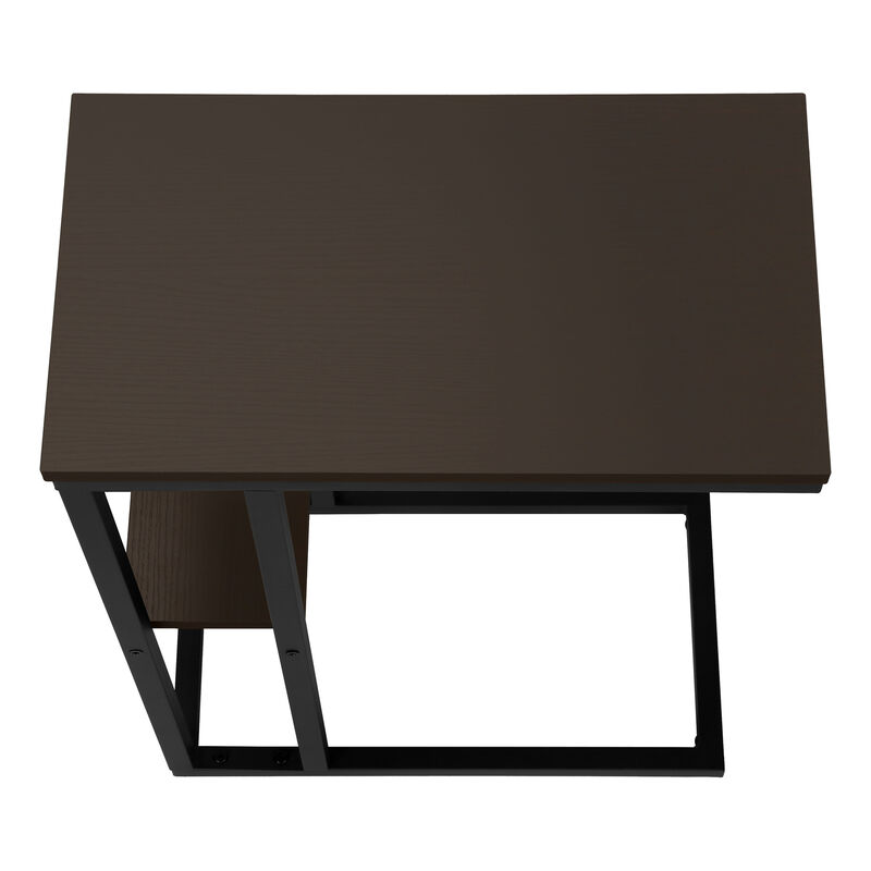 Monarch Specialties I 3670 Accent Table, C-shaped, End, Side, Snack, Living Room, Bedroom, Metal, Laminate, Brown, Black, Contemporary, Modern
