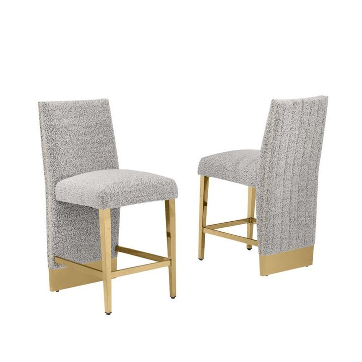 Best Quality Furniture Luxe Rich gray boucle counter height chairs - Set of 2