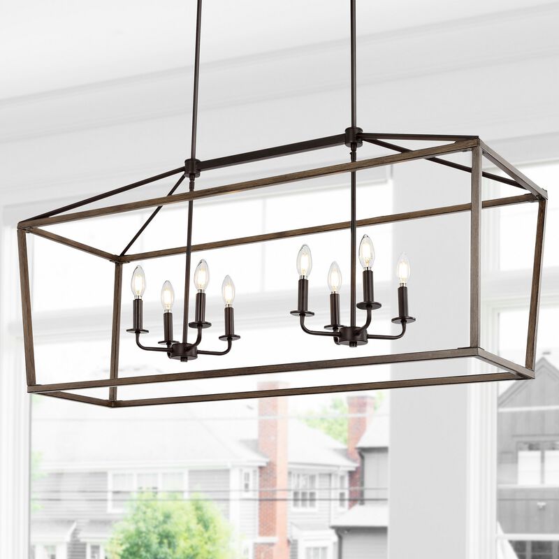 Oriana 8-Light Iron Farmhouse Industrial Lantern LED Pendant