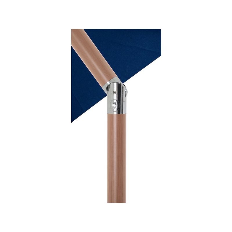 Meridian Furniture Amalfi Navy With Cream Piping / Teak Metal Patio Umbrella with Base Sets