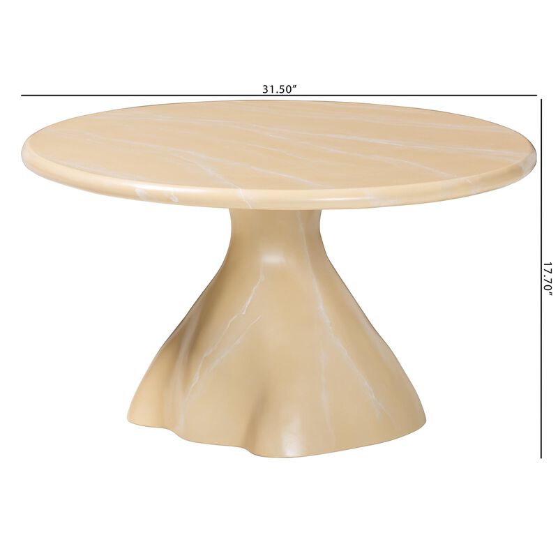 bali & pari Aponi Marbled Resin Coffee Table - Sculptural Center Table with Round Top and Pedestal Base,  Modern Contemporary Statement Furniture