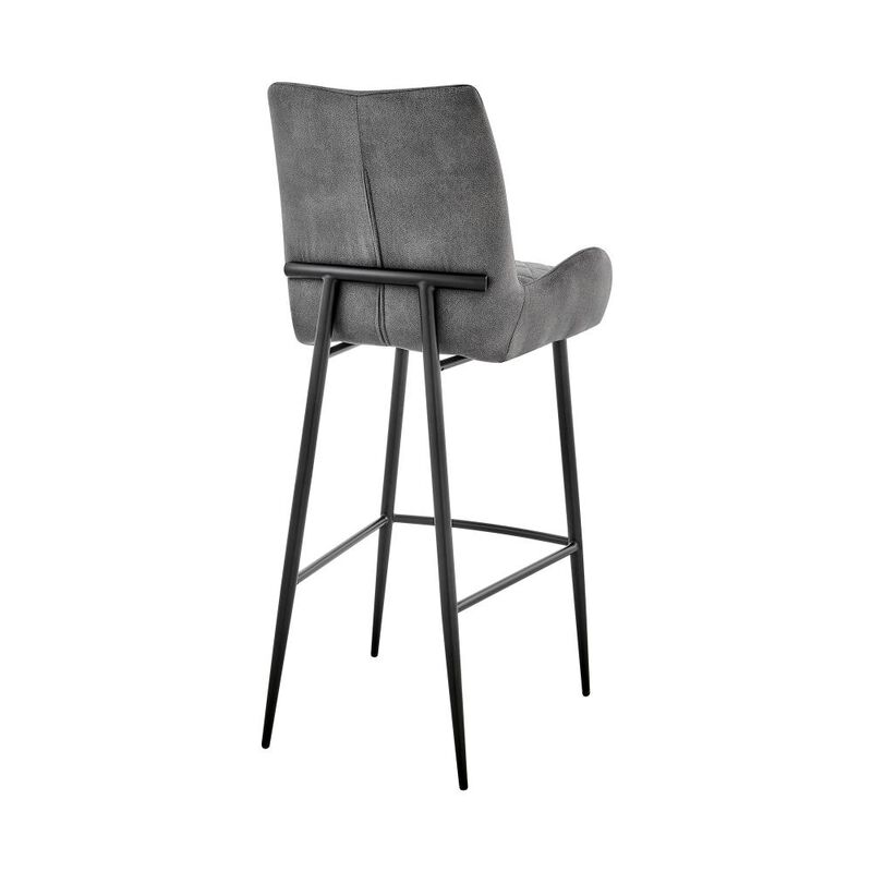 Hivvago 31 Inch Charcoal And Black Iron Bar Height Bar Chair