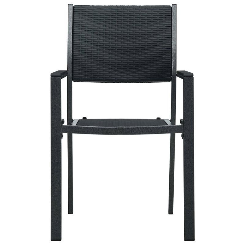 Garden Chair Set of 4 Black Plastic, Steel Standard Lightweight