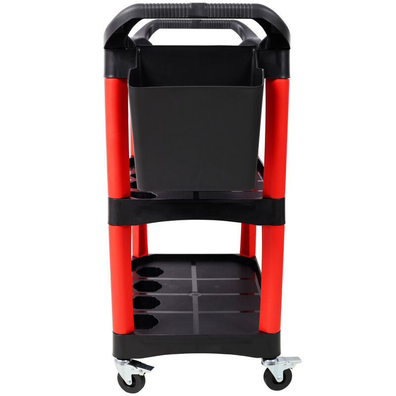 ELEMENT ACE 3 Tier Rolling Utility Storage Cart with Wheels and Hanging Buckets for Garage, Workshop, Auto Detailing and Repair Shop Tool Organization image number 7
