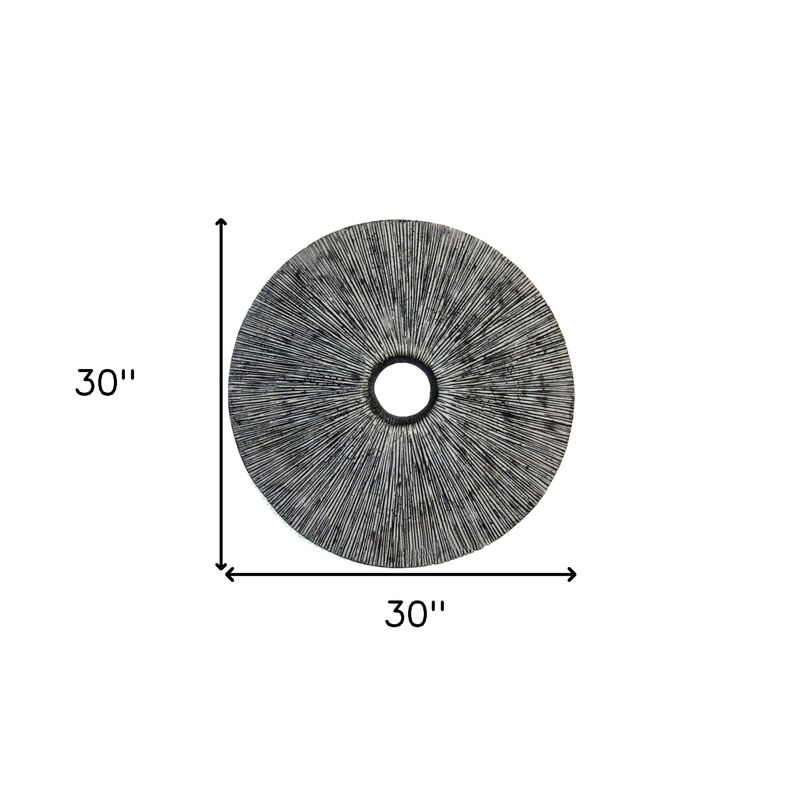 HomeRoots 30" X 30" Contemporary Grey Round Rib Wall Art image number 3